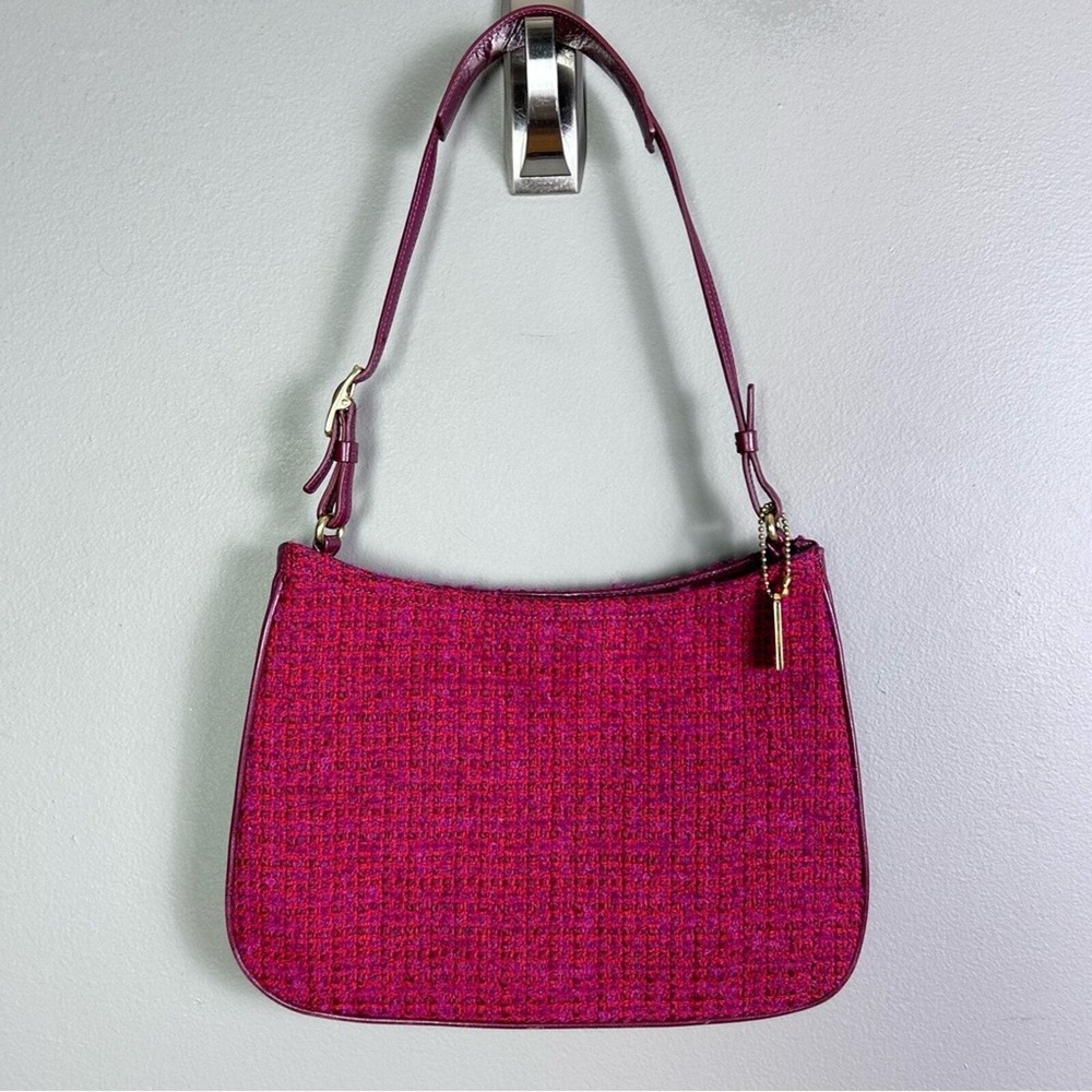 VTG Coach mini bag wool cherry red tweed pouchette preppy 90s capsule office